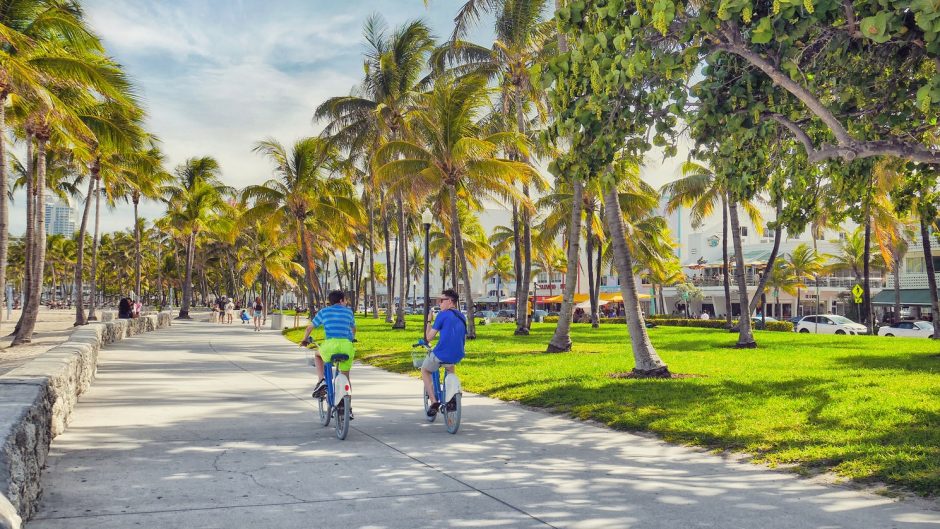 bike riders in South Beach